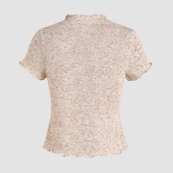 Beige Cut Out Ruffle Tee - Picture 2 of 2